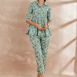 HERE&NOW Women Floral Printed Regular Pure Cotton Kurta Set-40