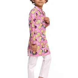 baesd Funny Bones Clothings Boys Printed Regular Linen Kurta with Pyjamas image 2