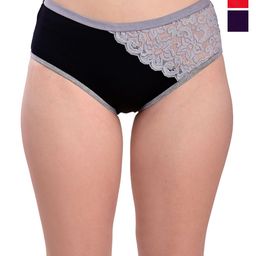 Valles365 by S.C. Pack Of 3 Crossnet Hipster Briefs CRNET3BLKPURRED-S-image-89
