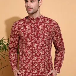 FUBAR Men Geometric Printed Thread Work Kurta-picture-19