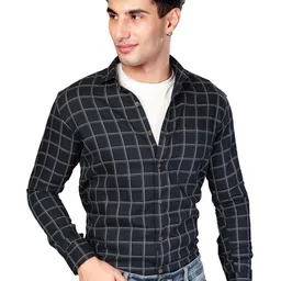 UR ETHICS Men Blue Checked Slim Fit Premium Semiformal Shirts-picture-32