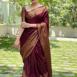 HANDSEL Zari Pure Silk Banarasi Saree-image-14