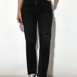 ONLY Women Straight Fit High-Rise Mildly Distressed Heavy Fade Stretchable Jeans-image-63