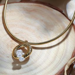 Estailo fashion Women Gold-Plated Beaded Round Pendant With Chain-image-86