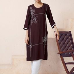 MISS CLOTHING Floral Embroidered Thread Work Straight Kurta-picture-45