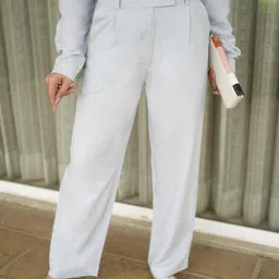 Mlada Women Flared High-Rise Linen Easy Wash Pleated Trousers-image-83