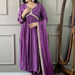 CaniBani Magenta Silk Blend Kurta Sets-picture-32