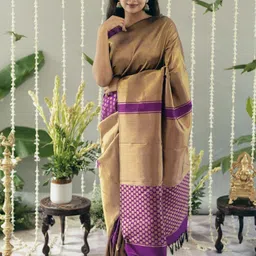 HERE&NOW Woven Design Zari Pure Silk Banarasi Saree-image-51