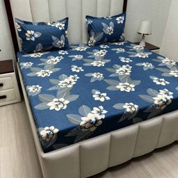 Pure Decor Amulya Blue & White Printed Microfiber 230 TC Queen Bedsheet Set 2.28m x 2.54m-image-64