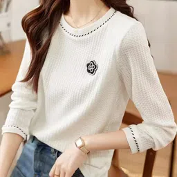 StyleCast Women Quirky Round Neck Pullover with Embroidered Detail-image-5