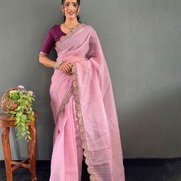 Anouk Striped Sequinned Saree-picture-1