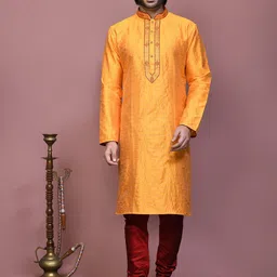RANAK Men Ethnic Motifs Embroidered Regular Kurta with Pyjamas-picture-10
