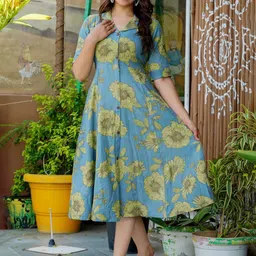 TRUVON FASHIONS Women Floral Printed Fit and Flare Dress-image-5