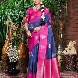 GARIYA Woven Design Zari Silk Blend Paithani Saree-picture-52