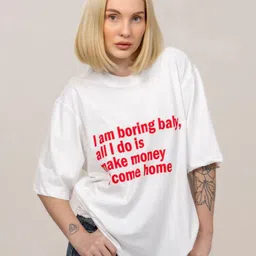 Peach Boring Hustler Typography Printed Bio Finish Round Neck Oversized T-shirt-image-85