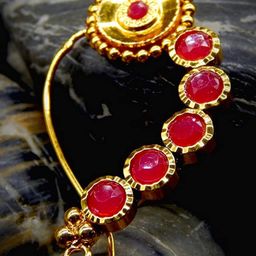 Anouk Gold-Plated Artificial Stones Studded And Pearls Beads Septum Nosepin-image-26
