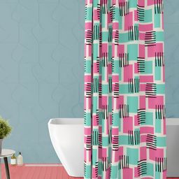 ArtzFolio White & Pink Printed Waterproof Shower Curtain-image-102