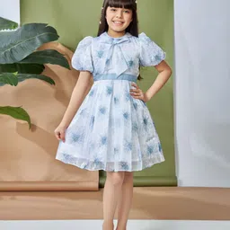 Peppermint Floral Print Chiffon A-Line Dress-image-69