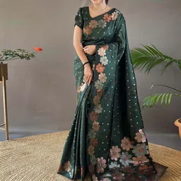 HERE&NOW Woven Design Zari Pure Silk Banarasi Saree-picture-29
