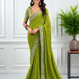 The Textile Hub Embroidered Pure Georgette Bandhani Saree-picture-36