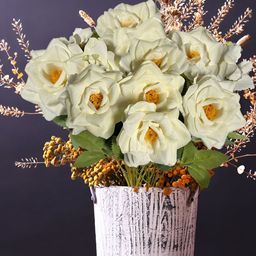 ARTSY White 2 Pieces Rose Artificial Flower-35