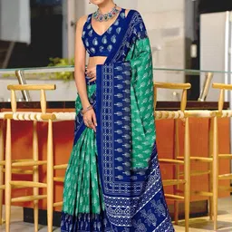 Anouk Floral Printed Pure Cotton Bagru Saree-picture-15