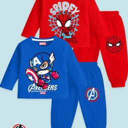 YK Marvel Boys Pack Of 2 Printed T-shirt with Pyjamas-picture-4