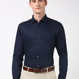 Peter England Elite Men Spread Collar Textured Cotton Formal Shirt-image-30