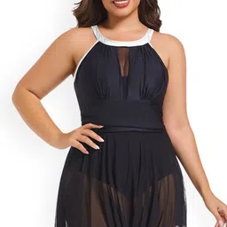 Plus Curvves One Piece High Neck Swimdress-image-65