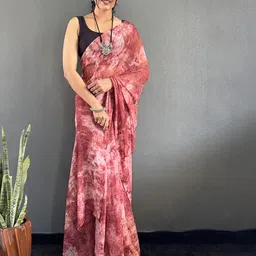 HERE&NOW Tie and Dye Dyed Pure Georgette Saree-picture-48
