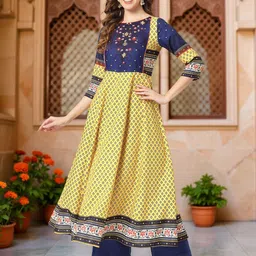 Pannkh Floral Printed Round Neck Anarkali Kurta-image-42