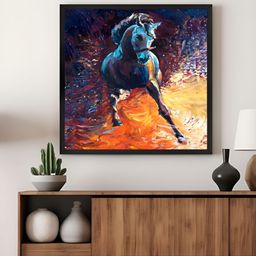 999Store Blue & Orange Stallion Horse Canvas Wall Art-16