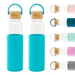 The Better Home Blue Set of 2 Glass Water Bottle-2