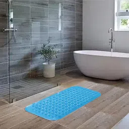 Kuber Industries 4- Pcs Blue Polyester 240 GSM Bath Rugs-image-18