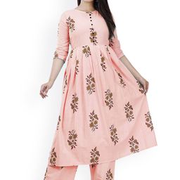 G4Girl Floral Printed Pure Cotton A-Line Kurta With Palazzos-image-98