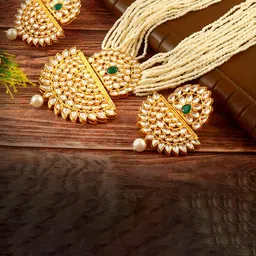 Jewar Mandi Gold-Plated Kundan Studded & Pearls Beaded Jewellery Set-24