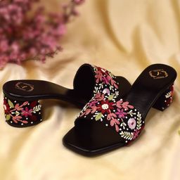 YASSIO Embellished Ethnic Block Heel Sandals-image-3