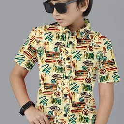 BAESD Boys Premium Spread Collar Abstract Printed Cotton Casual Shirt-image-32