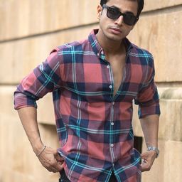 Powerlook Men Tartan Checked Button-Down Collar Cotton Casual Shirt-image-31
