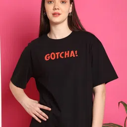 Fabflee Typography Printed Drop-Shoulder Sleeves Cotton Oversized T-Shirt-picture-42