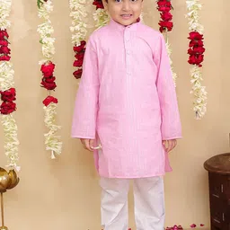 BownBee Boys Solid Pure Cotton Kurta with Pyjamas-picture-17