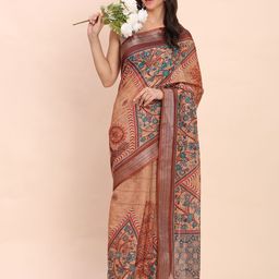 Astita Ethnic Motifs Printed Zari Saree-image-49