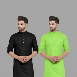 VS MALL Men Fluorescent Green Kurtas-image-93