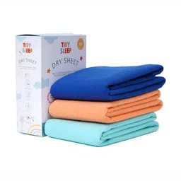 TIDY SLEEP Blue 3 Pieces Cotton Waterproof & Breathable Mattress Protectors-83