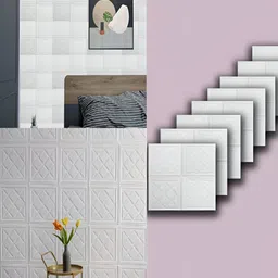 Lukzer 8-Pcs White Geometric Self-Adhesive Wall Panels-11