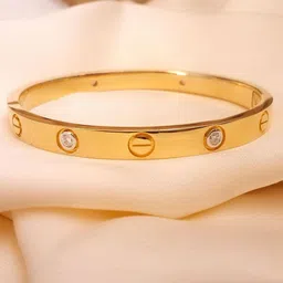 Shining Diva Fashion Gold-Plated Artificial Stones Studded Kada Bracelet-image-10