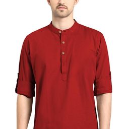 BHUVIKOO Men Red Kurtas-image-107