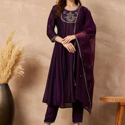 all about you Women Floral Embroidered Kurta with Trousers & Dupatta-image-20