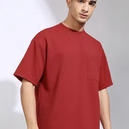 Highlander Men Textured Drop-Shoulder Sleeves Relaxed Fit Pocket Tshirt-image-72