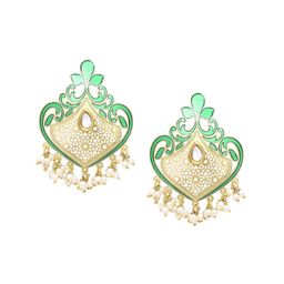 Anouk Artificial Stones Studded and Beaded Meenakari Contemporary Shaped Drop Earrings image 4